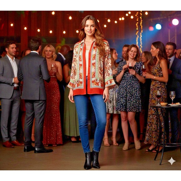 Notations Tops - Notations 2-Piece Set Bohemian Floral Paisley Print Blouse & Tank Top Size Small